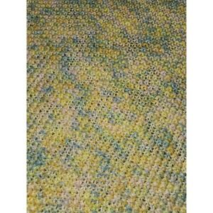 Crochet Multicolor Baby Blanket 41" X 32" Blue White Yellow Green Gender Neutral